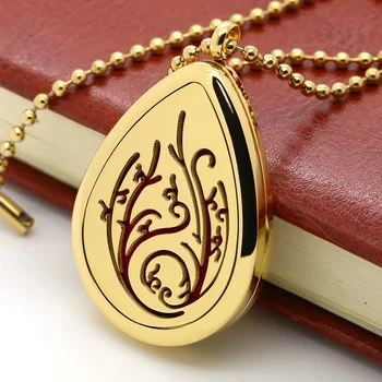 

ijp0038 Women Water Drop Stainless Steel Perfume Bottle Essential Oil Box Diffuser Pendant Necklace