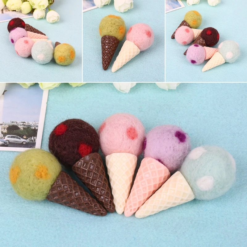 

Felt Knit Ice Cream Infant Handmade Toy Newborn Photography Props Accessories