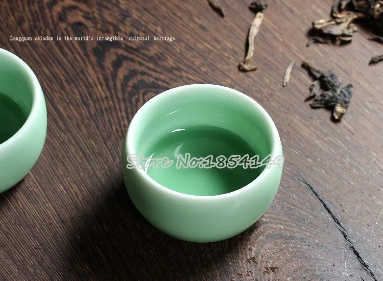 Два цвета Китайский Longquan Celadon Китайская гайвань чайные чашки и блюдце чайная чаша 55 мл брат печной фарфор чайник кофейная чашка