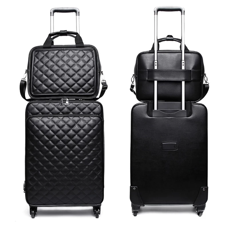 Juego de maletas de cuero PU para Maleta de viaje de negocios, Maleta de viaje de alta calidad, maleta con de equipaje| - AliExpress