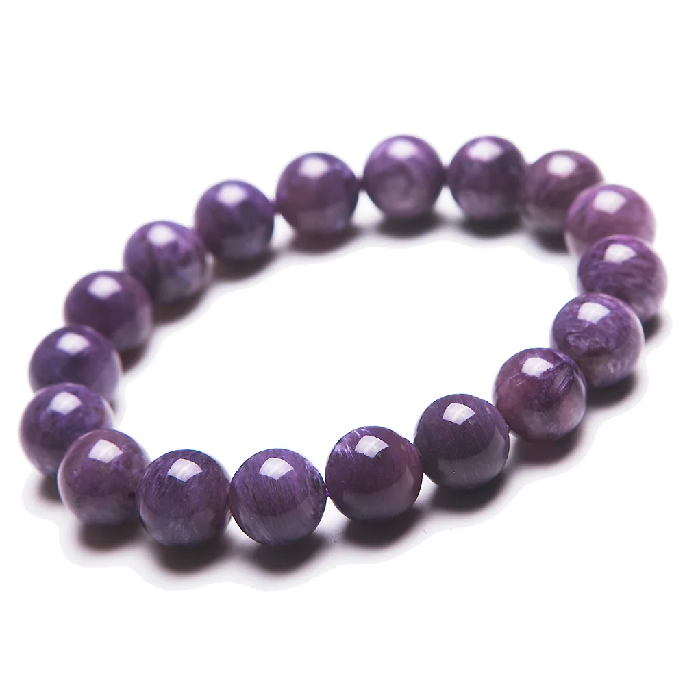 

11mm Natural Purple Charoite Gemstone Women Men Round Beads Jewelry Bracelet Russian Healing Stone Fashion Lucky AAAAA