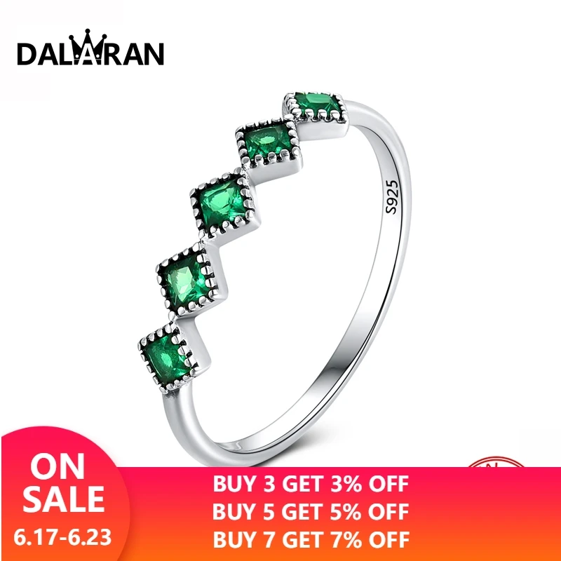 

DALARAN 925 sterling silver eye-catching charm ageing green square jewelry campus wind wild light mature female ring