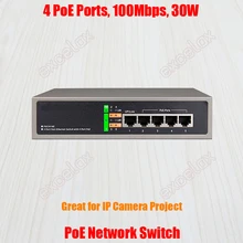 100 Мбит/с 4 Порты и разъёмы poe сетевой переключатель 30 Вт 802.3at Мощность Over Ethernet AC110V 220 V для видео, для наблюдения, безопасности, IP Камера PSE5604E