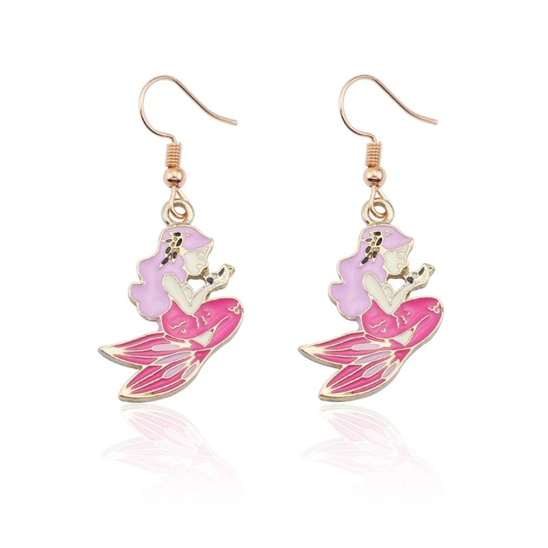 

Cute Cartoon Little Mermaid Earrings For Women Romantic Fairy Tale Maritime Princess Mermaid Earrings Animal Jewelry Gift Brinco