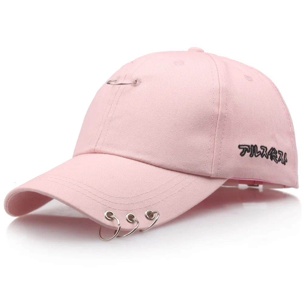 pink Новая бейсболка с кольцами jimin hat suga cap LIVE THE WINGS TOUR kpop хлопковая кепка с железным кольцом snapback hats garros - Цвет: pink