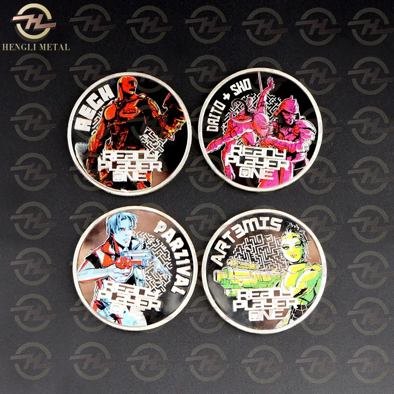 

4 Coins Set 2018 American Avenvgers Movie Colored Ready Player One - ART3MIS PARZIVAL AECH DAITO & SHO 1 oz Silver Plated Coins