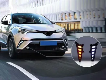 

Exterior Front Bumper Side Grille LED DRLs Lamp Trim For Toyota C-HR CHR 2016-2018