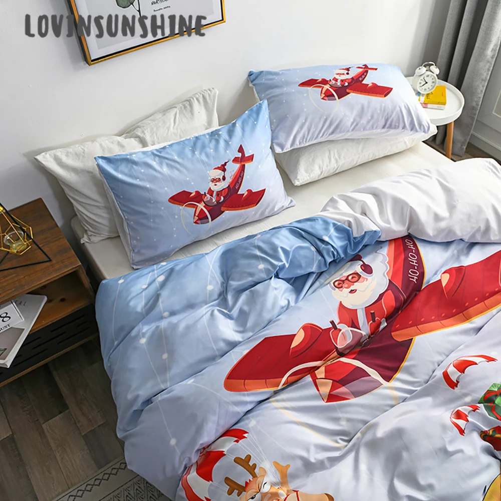 

LOVINSUNSHINE Duvet Cover King Size Christmas Santa Claus Comforter Bed Sets Cartoon Kids Bedding Set AB#200