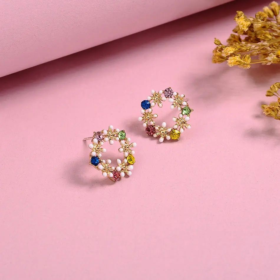 UMODE корейский маленький цветок луна серьги гвоздики Набор Серебро 925 булавки иглы милые модные ювелирные изделия для женщин