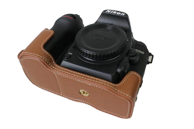 Чехол для камеры из натуральной кожи, сумка для Nikon D7500, наполовину корпус, сумка для камеры, Нижняя крышка, открытая батарея