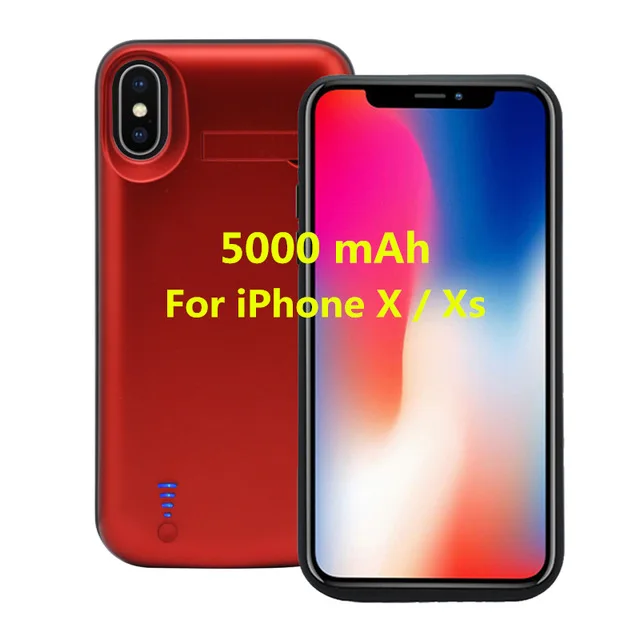 Для iPhone X/iPhone Xs Портативный Батарея Зарядное устройство чехол для iPhone 6 Plus/6s/iPhone 7 Plus/8 резервного копирования Мощность Bank пакет для iPhone 6s/7/8 Plus Батарея чехол - Цвет: Red For X Xs