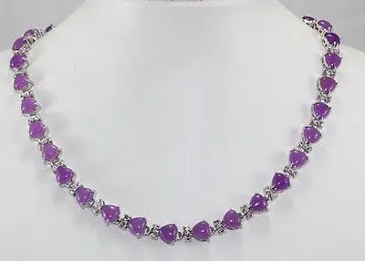 

Hot sale 8mm 18K White Gold GP Puprle Alexandrite Hearet Necklace