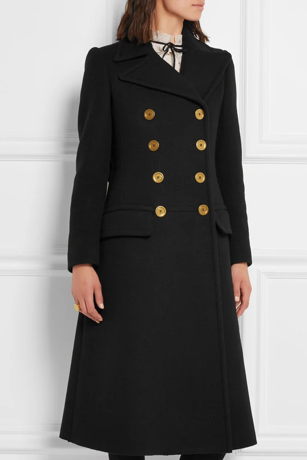 UK Manteau femme, осенне-зимнее женское черное двубортное длинное шерстяное пальто, классическое приталенное пальто abrigos mujer