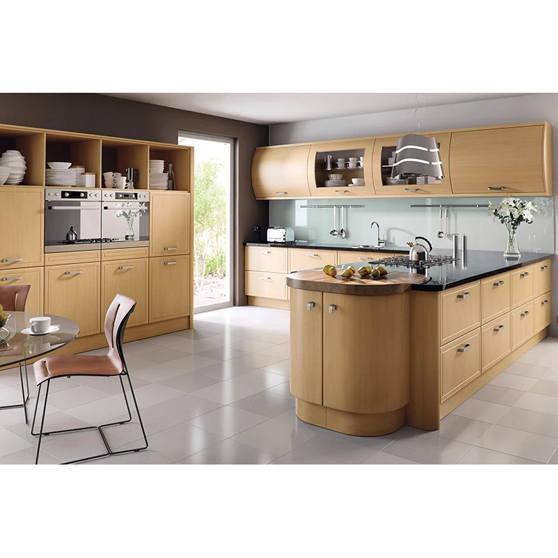 Factory Assembled Italian Wood Grain Finish Laminate Kitchen