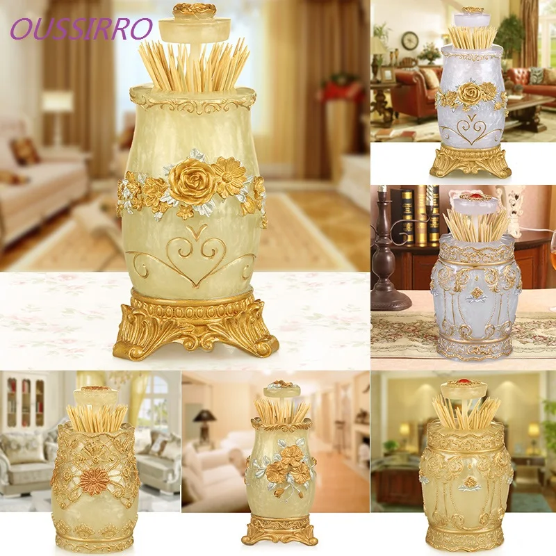 

Luxury Creative European Toothpick Box Hand Press Automatic Toothpick Holder High Grade Metal Toothpick Barrel Toothpick Pot