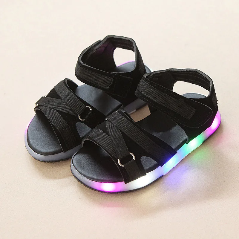 Новые летние детские сандалии для мальчиков и девочек высокого качества светодиодный светильник детская обувь повседневная детская обувь