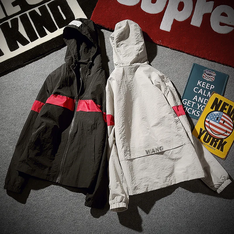 Solid Zipper Drawstring Reflective Coat Harajuku Windbreaker Streetwear Tops Unisex s Long Sleeve Hooded Jacket