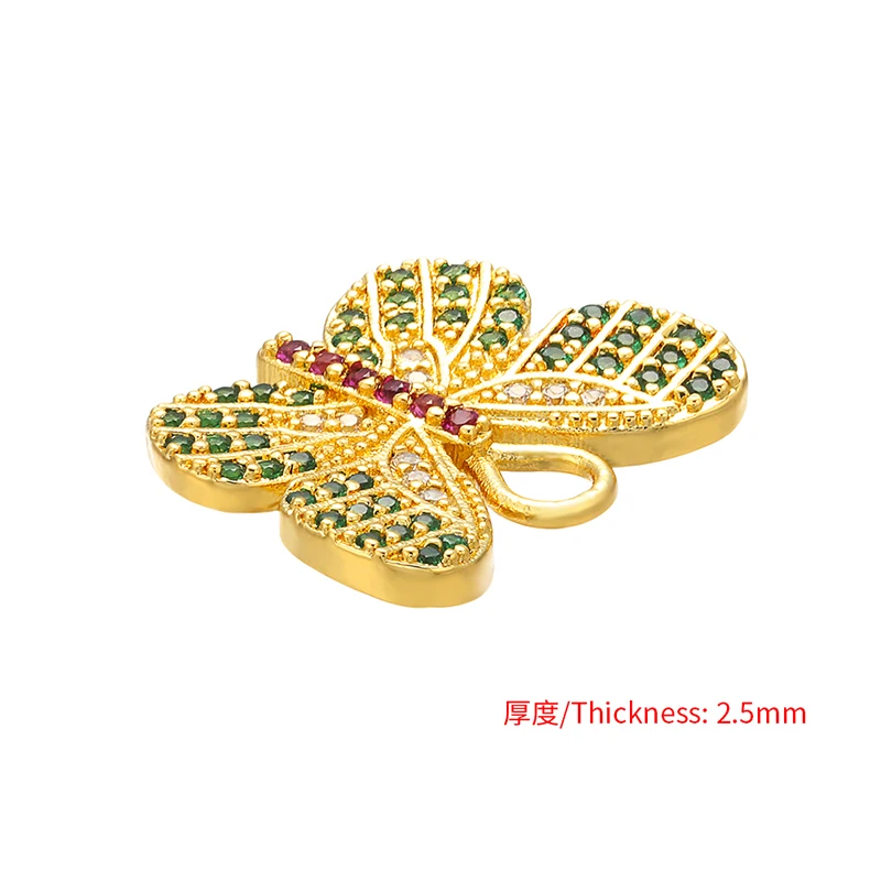 ZHUKOU 14x17 мм латунные кубические циркония Подвески-бабочки для женщин ожерелье серьги браслет ювелирные изделия Аксессуары Модель: VD501
