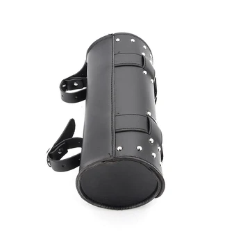 

Luggage Adjustable Black Front/rear Motorcycle Tool Bag PU Leather Side Back Pouch Organizer Quick-release straps