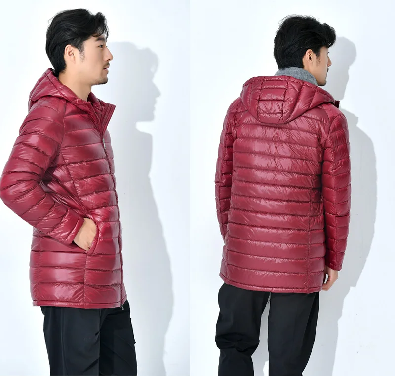 long puffer jacket New Men Long Jacket  Winter Autumn Coat Duck Down Coat Hooded Ultra Light Down Jackets Solid Color Windbreaker Zipper hooded puffer jacket