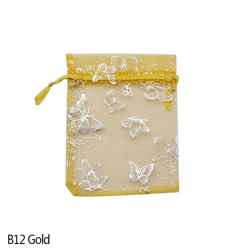 20 P 7x9 9x12 11x16 13x18 15x20 см Drawable Ювелирная упаковка из органзы сумки Свадебная вечеринка украшения сувениры подарок конфеты сумки Мешочки - Цвет: B12 Gold