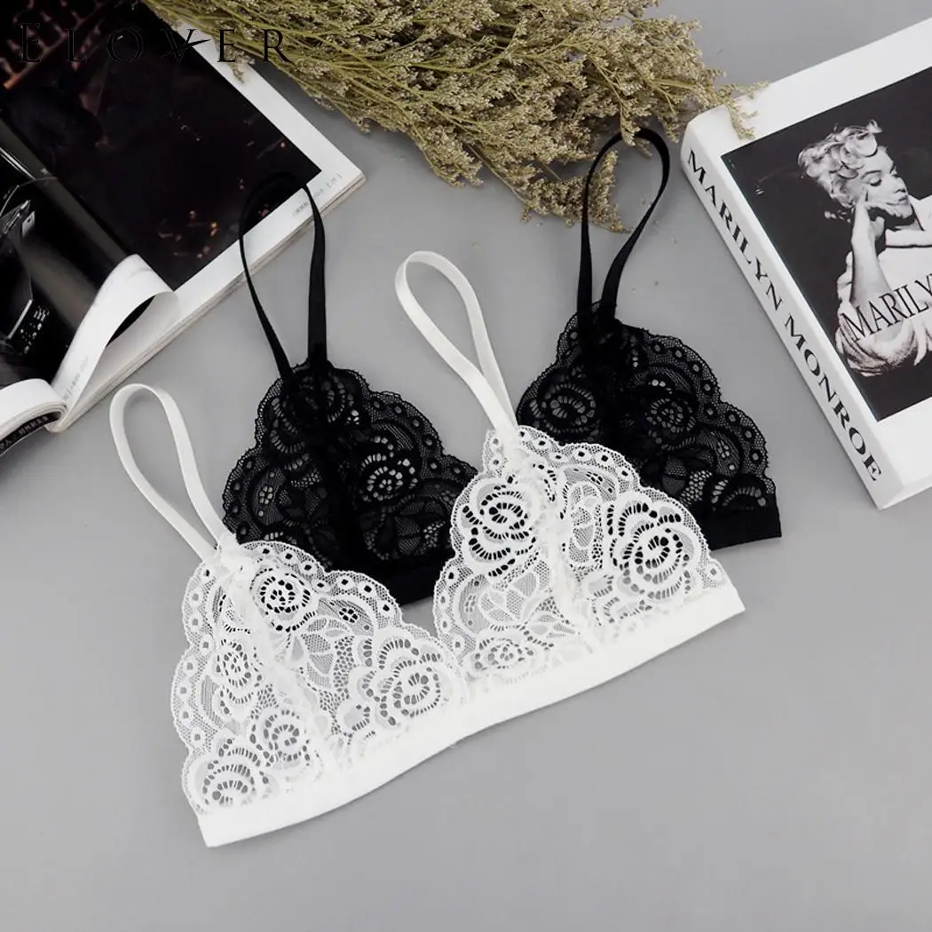 Женское нижнее белье Elover мягкое тонкое с кружевом ночное без косточек цветочным