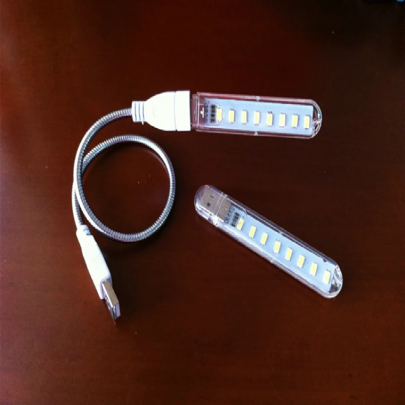 8leds Mini Protable USB LED Night light 5730 SMD Book lights 5V For PC