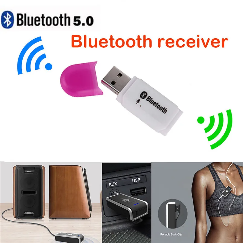 USB Bluetooth Music Receiver V5.0+EDR Stereo Audio Music Wireless Receiver Adapter For Car Home Speaker 40JUN44