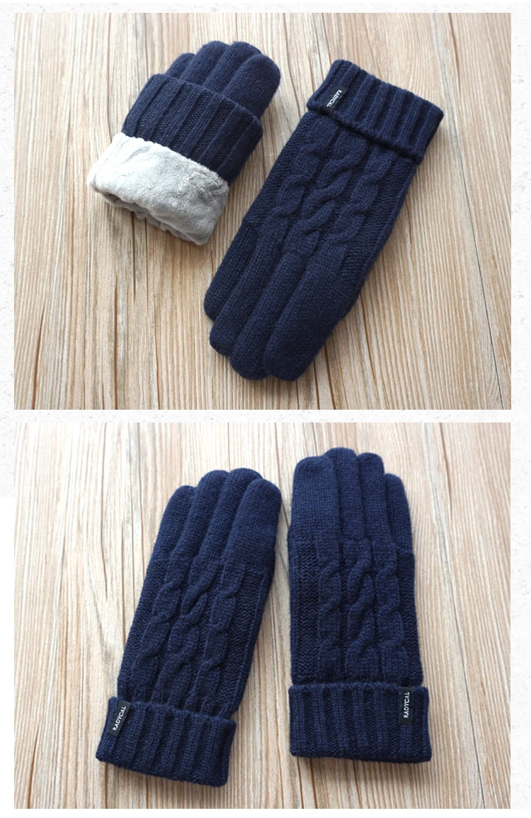 Популярные зимние мужские перчатки с сенсорным экраном модные варежки мужские бархатные толстые шерстяные перчатки вязаные перчатки