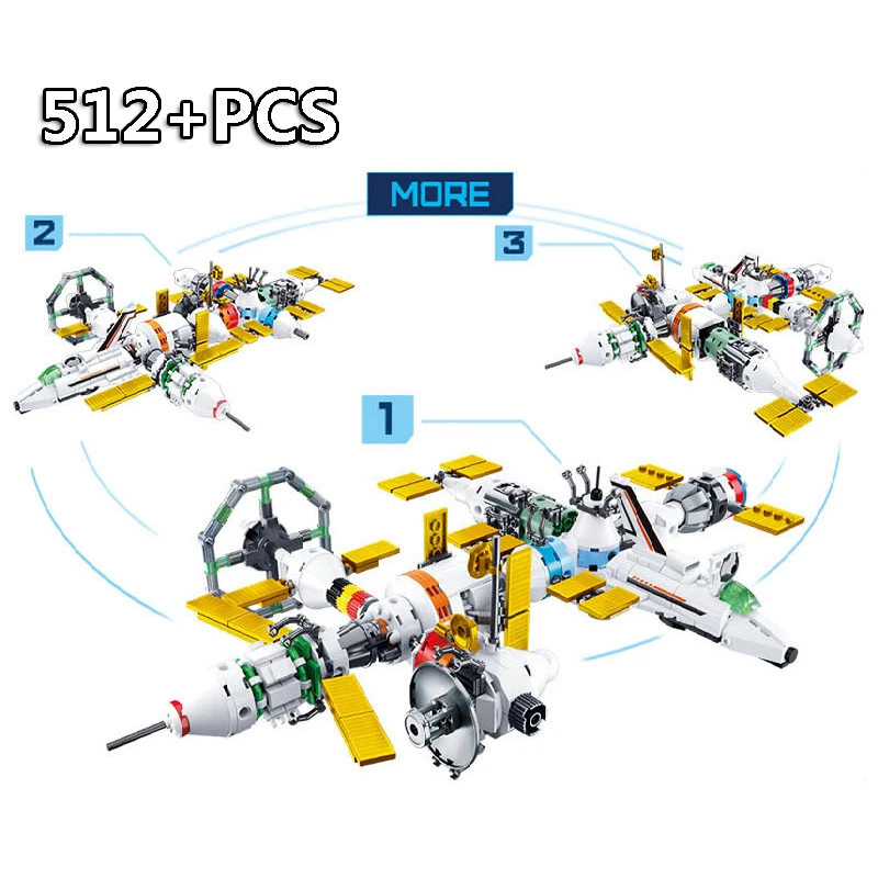 

512PCS 8 in1 Rocket plane Space Station Building Block Model Set Compatible legoingly City Figures Educational toys for children