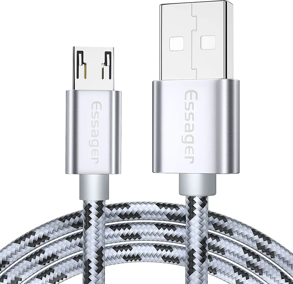 Кабель Micro USB Essager для быстрой зарядки и передачи данных, зарядный кабель для samsung Xiaomi Redmi Note 5, провод Microusb, кабели для мобильных телефонов - Цвет: Silver