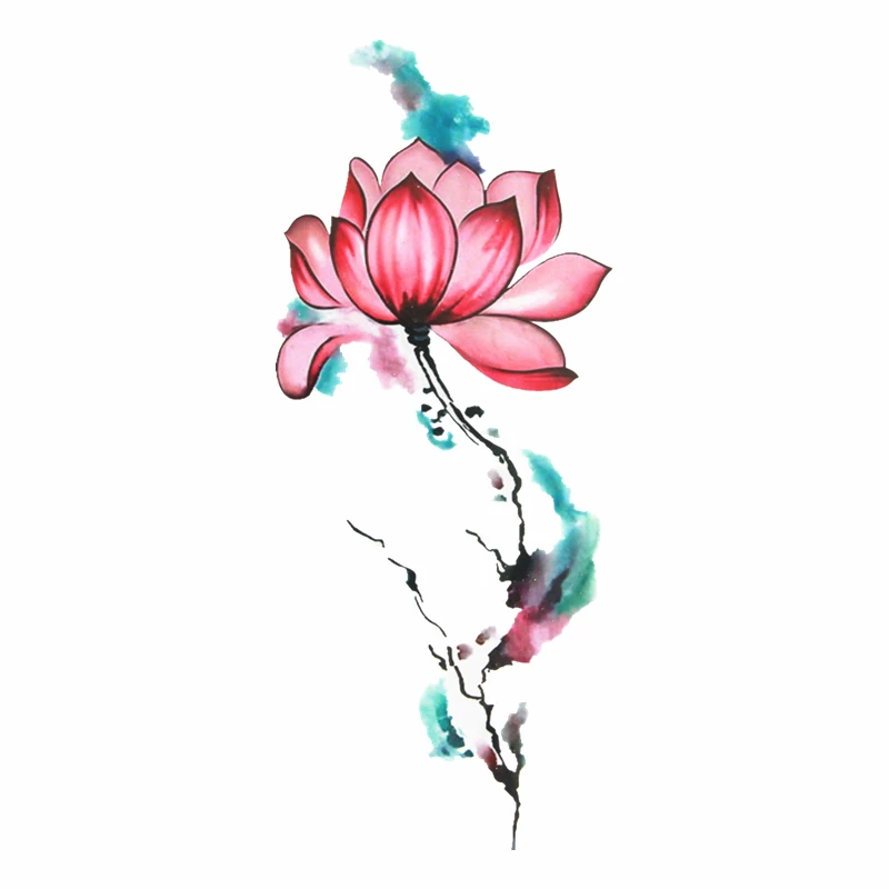 Waterproof Temporary Fake Tattoo Stickers Sexy Cool Pink Lotus Flowers