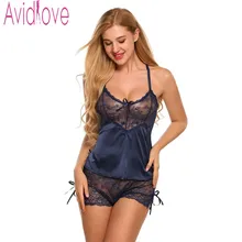 Avidlove Women Sexy Silk Satin Pajama Set Lace Pyjama Set Sleeveless Pijama Set V-neck Sleepwear Summer Sleep Wear For Women white rose embroidery v neck sleeveless pajama set