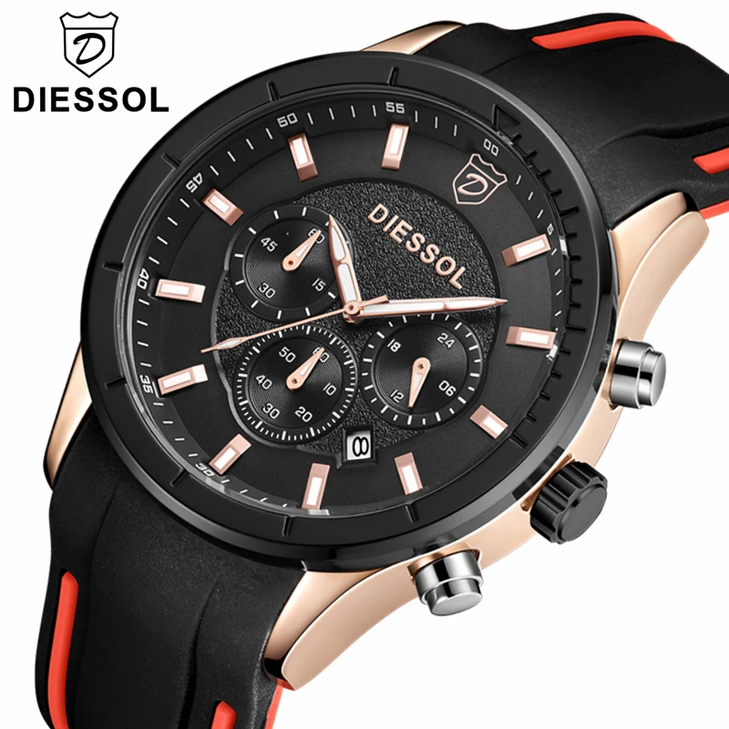 

DIESSOL Mens Watches Top Brand Luxury Quartz Gold Watch Men Casual Military Clock Male Sport Watch Wrist Man Relogio Masculino