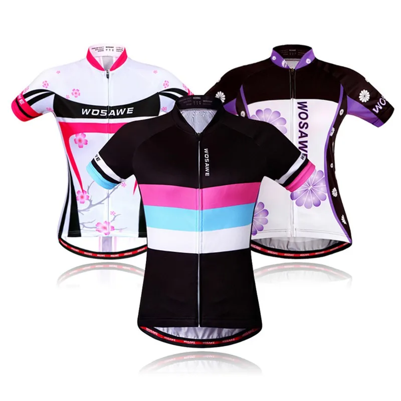 WOSAWE Summer Women Short Sleeve Cycling Jerseys Quick Dry Bicycle
