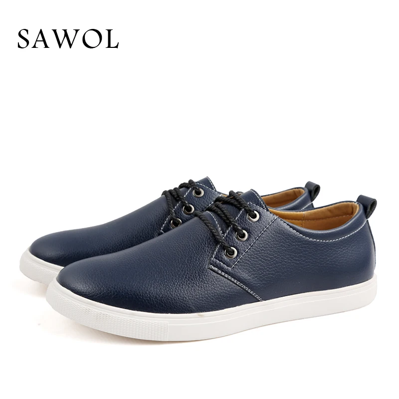 Grande Black Véritable Sneakers Sur Marque yellow En Cuir Sawol Les Hommes Appartements Glissent Occasionnels blue Split Plus Taille Chaussures 6xzRaq