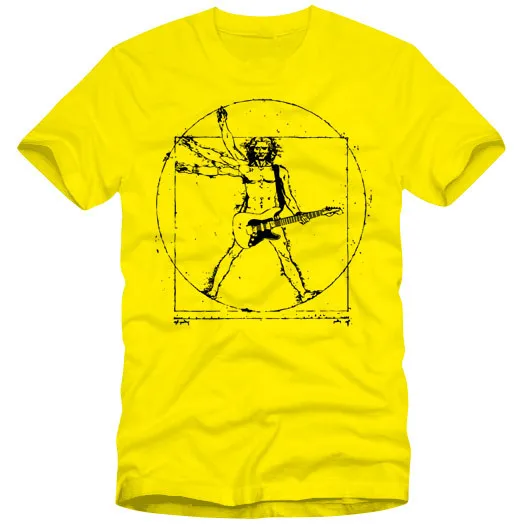 

Da Vinci Rock T Shirt Men'S Music Guitar Funny T Shirts Heavy Cotton Round Neck Tops Tee Shirt Homme