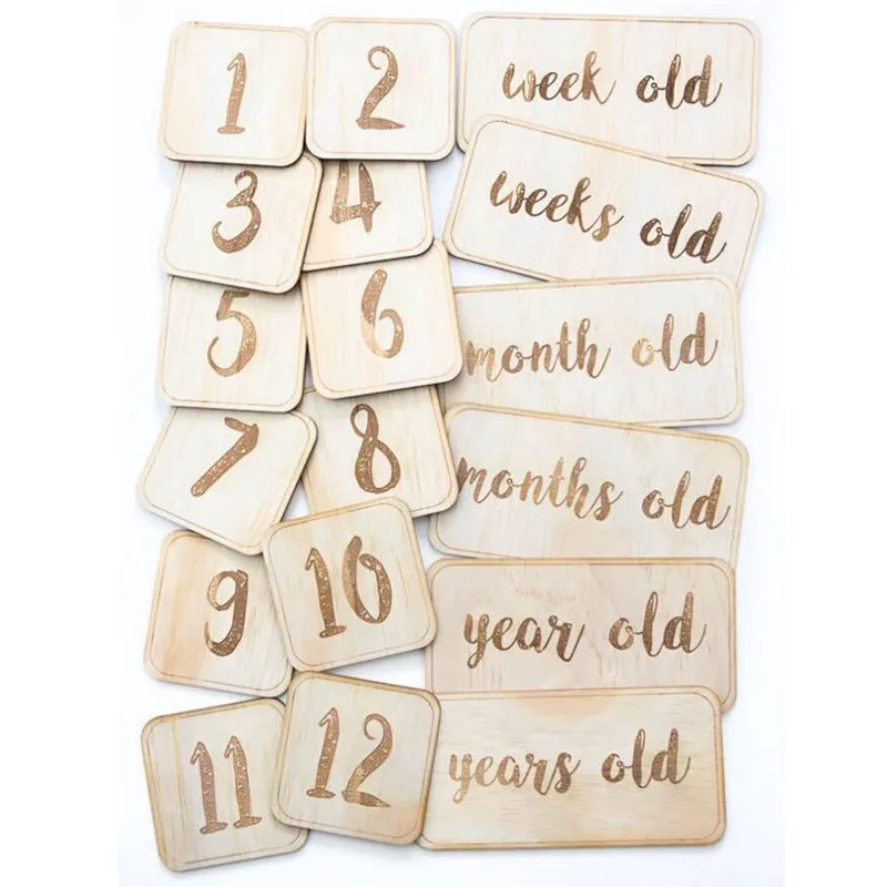 

Creative Wooden Photography Props Accessories Wooden Block Toys For Children Birthday Memorial Milestone Cards