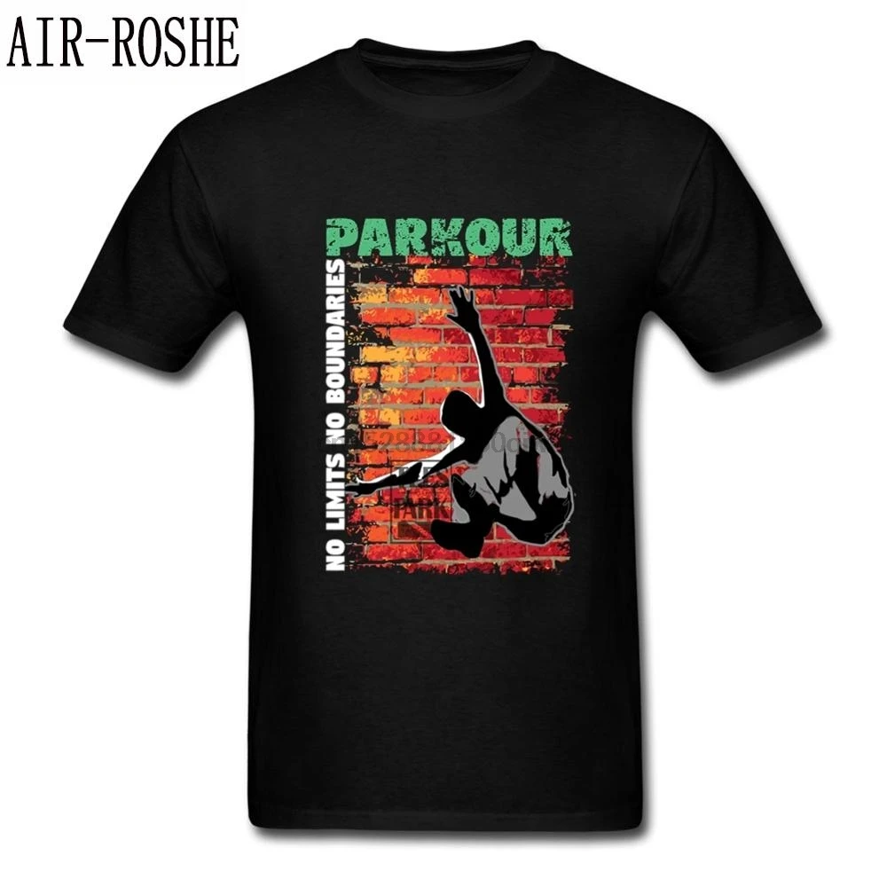 Summer T-Shirt Parkour Design No Limits Boundaries Cotton T Shirts Male Slim Fit Short Sleeved Clothing Exercise Teenage |