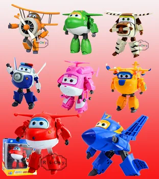 

Big Size 15cm Hot Sales Super Wings ABS Planes Transformation robot Airplane Robots Brinquedos JETT Action Figure Toys Gifts