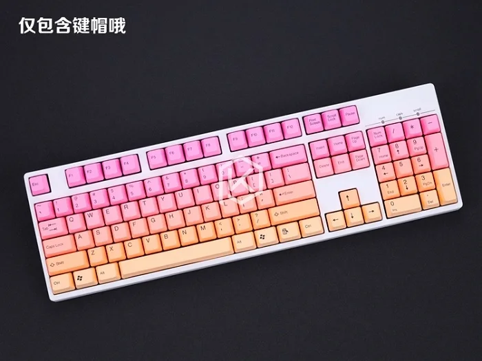 Taihao pbt, двойные брелки для самостоятельной сборки, игровая механическая клавиатура, цвет: черный, оранжевый, голубой, Радужный светильник, серый - Цвет: Keycaps rainbow x1