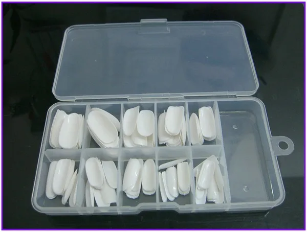 100 шт прозрачные натуральные белые накладные овальные французские акриловые накладные ногти с полным покрытием+ мягкая силиконовая коробка