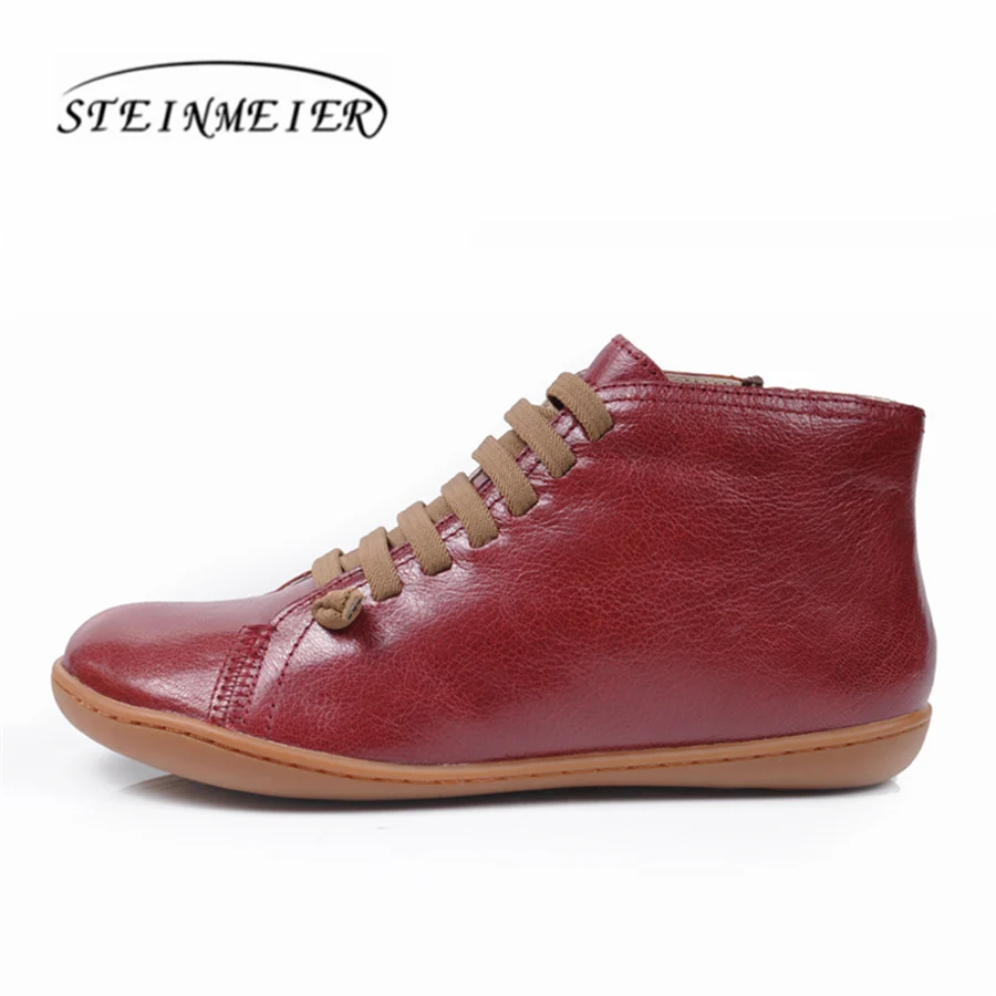 Women winter boots genuine sheepskin leather flat spring shoes casual boots botas  mujer barefoot woman sneakers boots shoes