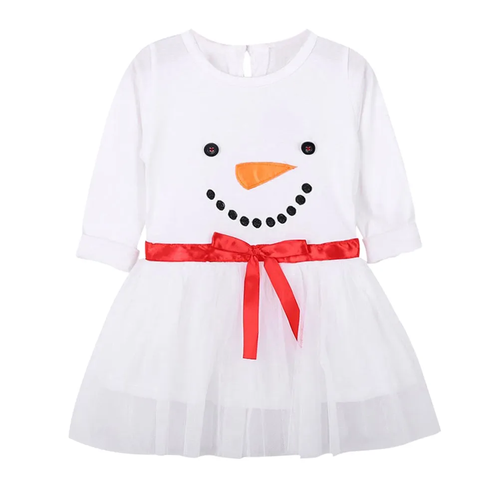 

MUQGEW Christmas kids dresses for girls Toddler Kid Baby Girl Long Sleeves Snowman Print Dress Kids Christmas Clothing vestido