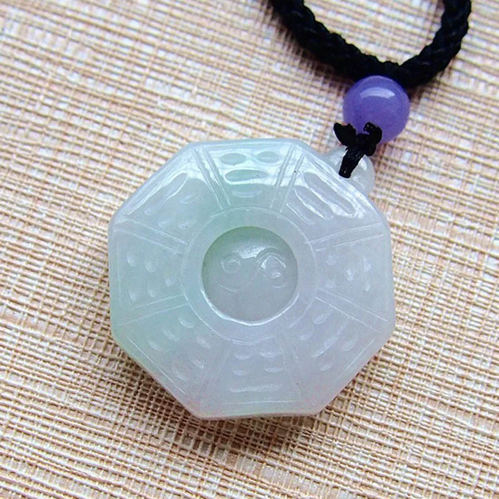 Прямая поставка ручная работа Myanmar yu Tai Chi сплетенный кулон Stone Lucky Amulet BaGua ожерелье