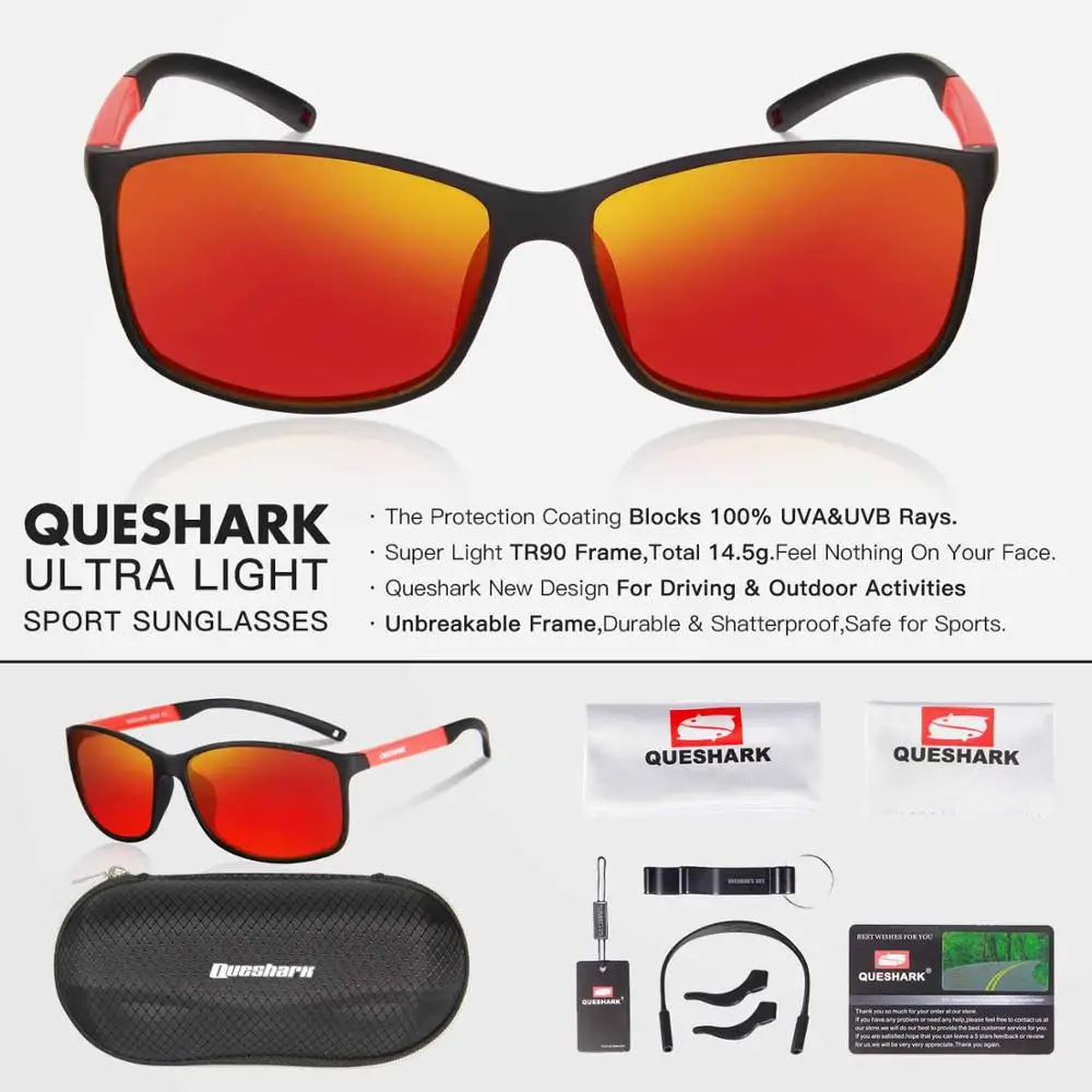 QUESHARK TR90, гибкая оправа, поляризационные очки для рыбалки, Uv400, походные, для кемпинга, катания на лыжах, квадратные очки, спортивные, рыболовные солнцезащитные очки - Цвет: BOR