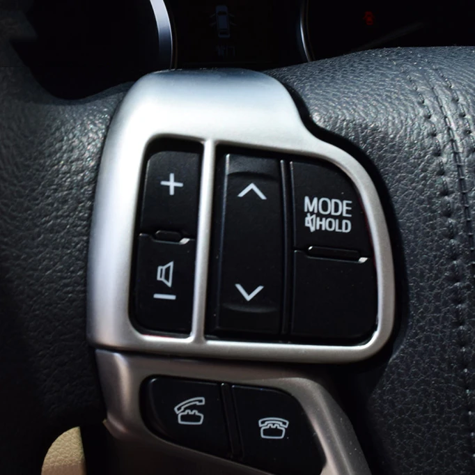 

For Toyota Highlander 2015 2016 Steering Wheel Button Chrome Trim Cover Insert Sticker Interior Accessories