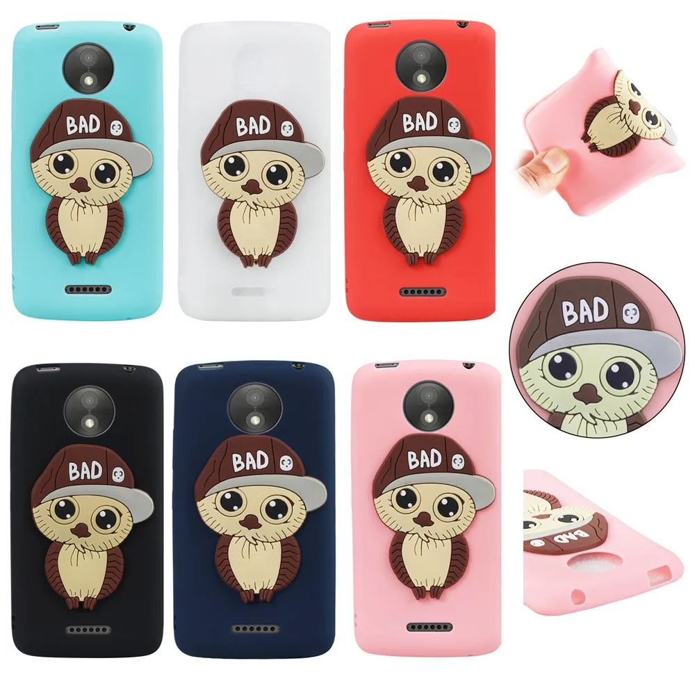 Lovely Cute Owl Cartoon TPU Case For Motorola Moto C Plus Back Cover Soft Black Silicone 360 Full Protective Coque |
