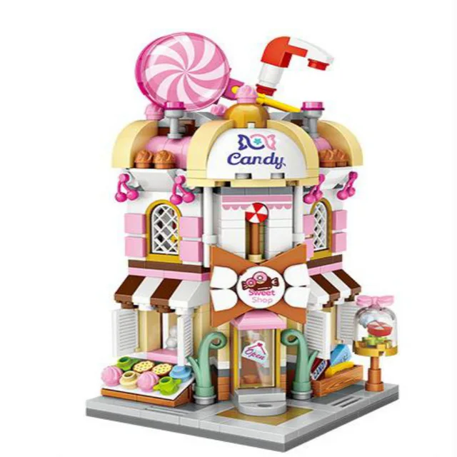 Лоз мини-блоки вид на город сцена Кофейня розничный магазин архитектурные модели и строительные викторины рождественские игрушки для детей - Цвет: without box
