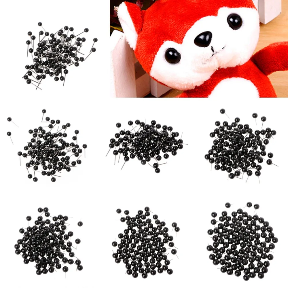 

100Pcs Glass Eyes 4 To 14mm Needle Felting Kit Black Beans Puppet Doll Craft